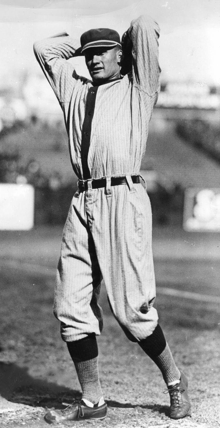 Walter Johnson warming up for the 1921 All-Star Game.